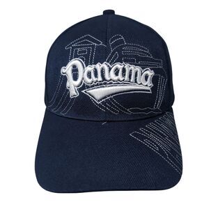 Panama Strapback Hat Blue One Size Adjustable Embroidered 6 Panel Mega Sport